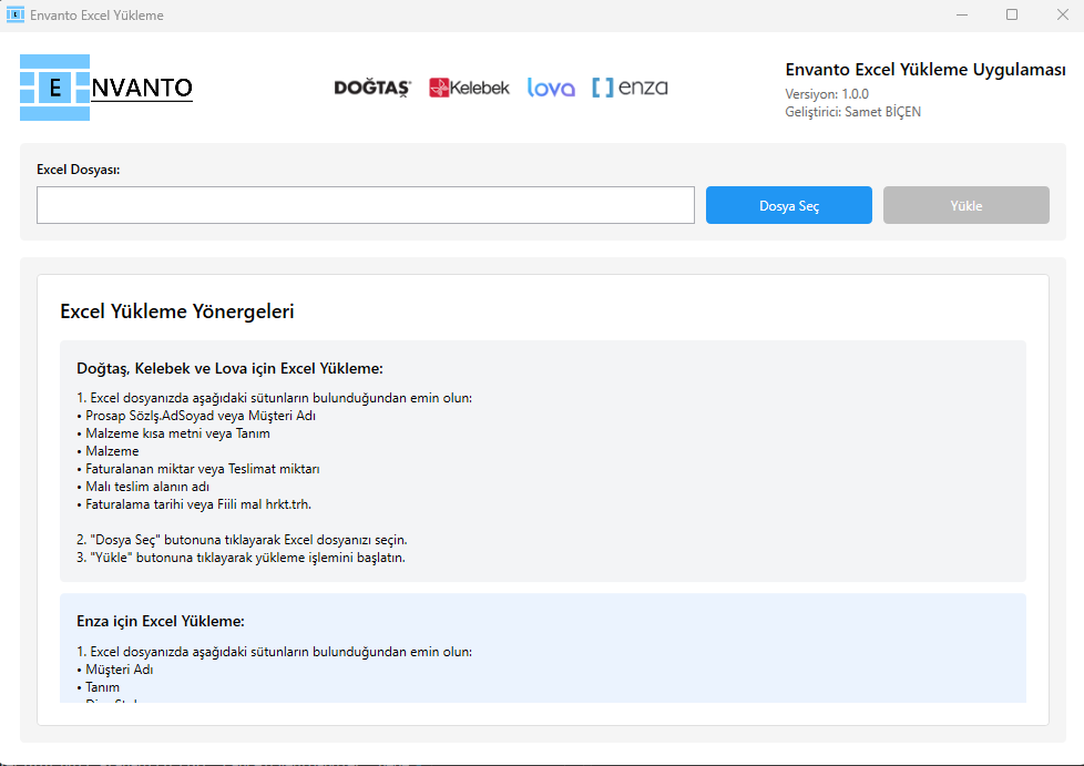Excel Yükleme Uygulaması